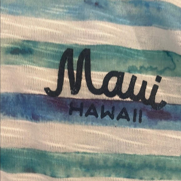 MV Sport Maui Blue and White Maui Watercolor Tie-Dye Striped Hoodie Size: M - Picture 3 of 4